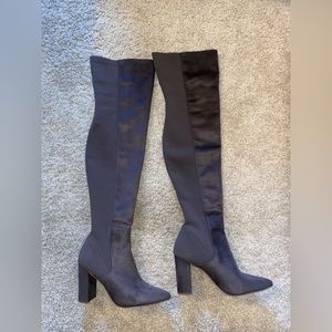 Steve Madden Everley over the knee thigh suede gray boots heel